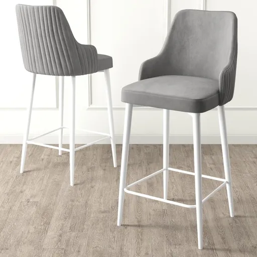 Bar Stool Set (2 Pieces) Enox - Grey, White