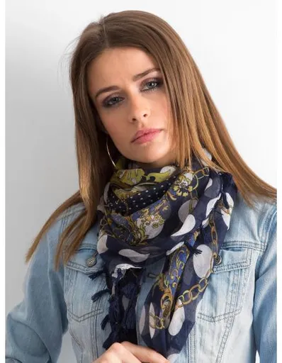 Dámský šátek vzorovaný EUGENE námořnicky modrý
