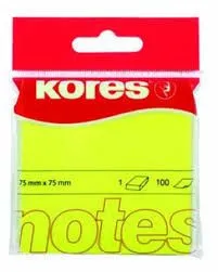 Bloček samolepící 75x75mm žlutý neon 100 listů Kores