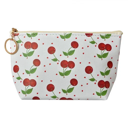 Bílá toaletní taštička s třešněmi Cherries - 21*5*13 cm Clayre & Eef