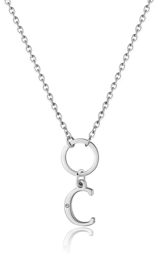 S'Agapõ Dámský ocelový náhrdelník s písmenem C Happy SHAC67