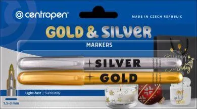 Popisovač Centropen 2690/2 stříbrný a zlatý válcový hrot 1,5-3mm