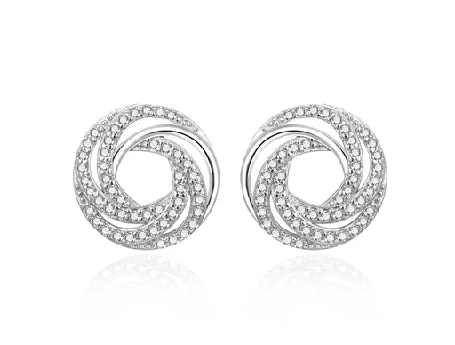 Agato Blyštivé stříbrné náušnice Propletená kolečka AGT-E238PW