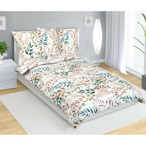 Bellatex Bavlněné povlečení Větvička béžová, 140 x 220 cm, 70 x 90 cm, 140 x 220 cm, 70 x 90 cm