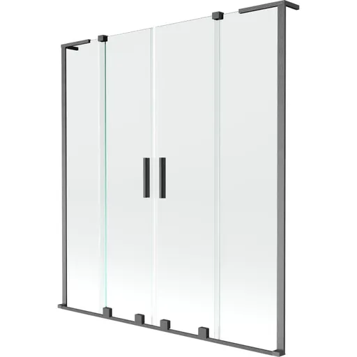 MEXEN/S Velar L Duo dvoukřídlá posuvná vanová zástěna 140 x 150, transparent, grafit kartáčovaná 896-140-003-02-66