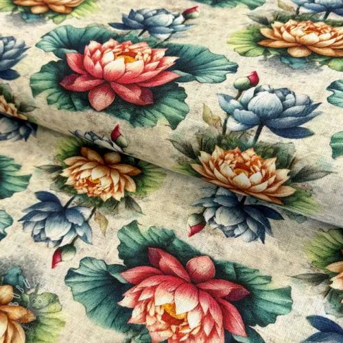 Viskóza se lnem Clover design D digital print