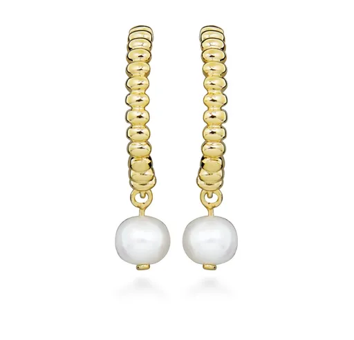 Silver Cat Půvabné pozlacené náušnice s perlami SC580