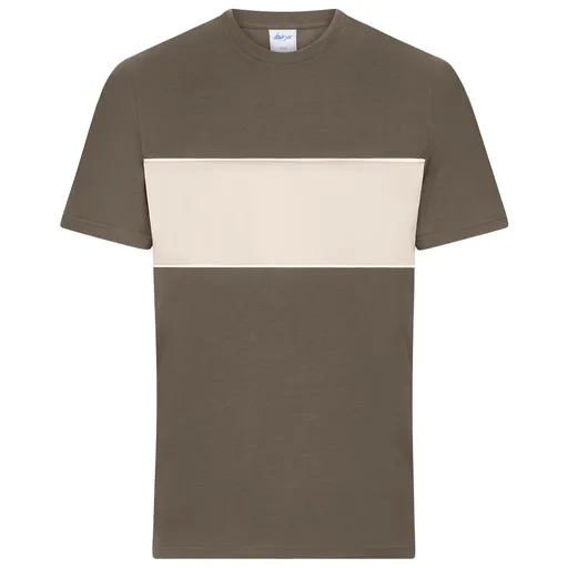 James & Nicholson (Daiber) Tričko s kontrastním pruhem 8049 - Muddy brown / pískovcová | L