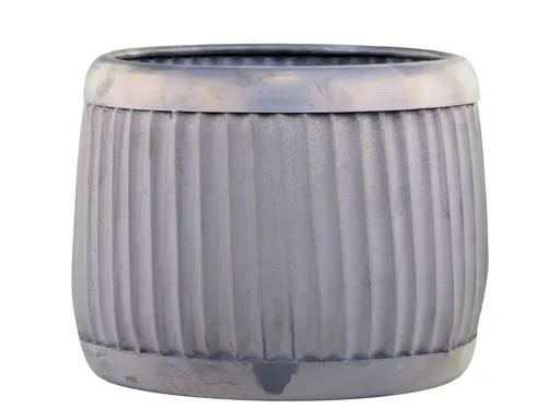 Dekorační plechový antik obal na květináč Grooves L - Ø 30*22cm Chic Antique
