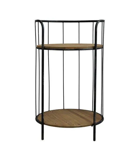 Černý antik kovový kulatý odkládací stolek Joanne - Ø 38*68 cm 41059524