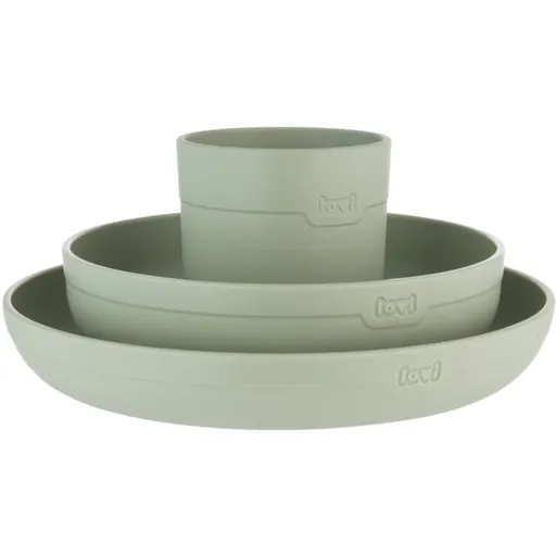 LOVI Tableware Set with Cup jídelní sada Pistachio 3 ks