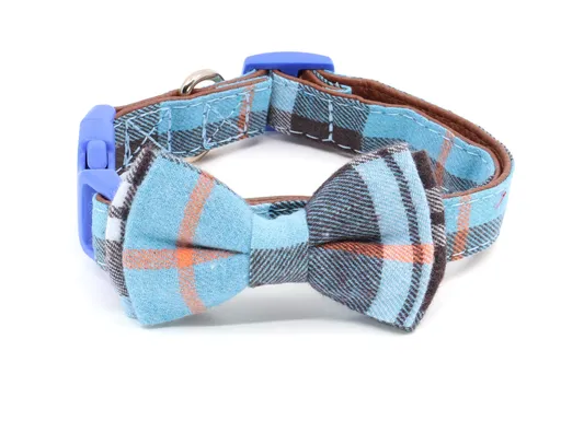 Vsepropejska Luky obojek s motýlkem | 24 - 55 cm Barva: Modrá, Obvod krku: 36 - 55 cm, Šířka: 2,5 cm