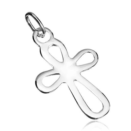 Stříbrný přívěsek 925 - lesklý kříž ze slziček