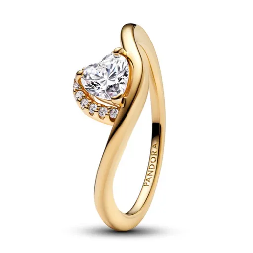 Pandora Romantický pozlacený prsten Zvlněné srdce Shine Timeless 163660C01 58 mm