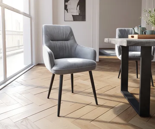 Jídelní židle Zelia-Flex s područkami zúžená podnož černá samet