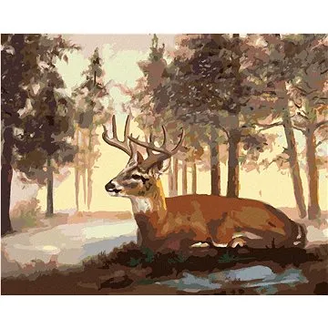 Zuty - Malování podle čísel - LEŽÍCÍ JELEN A ZIMNÍ KRAJINA (D. RUSTY RUST), 80x100 cm, vypnuté plátn (HRAmmb03265nad)