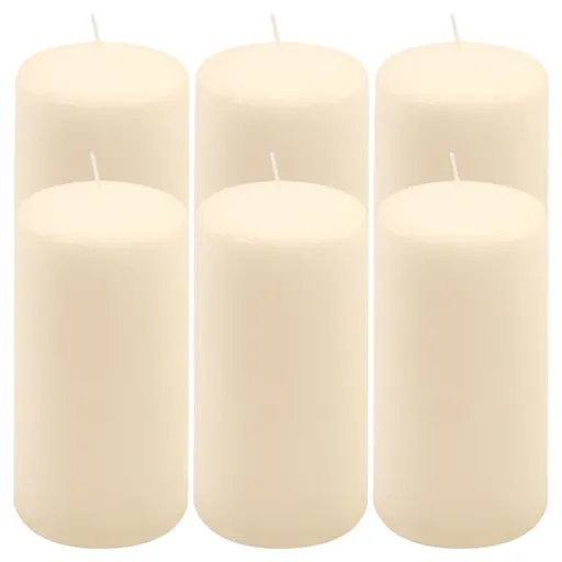 Krémová parafínová svíčka 15 cm, 65 h hoření, sada 6 ks