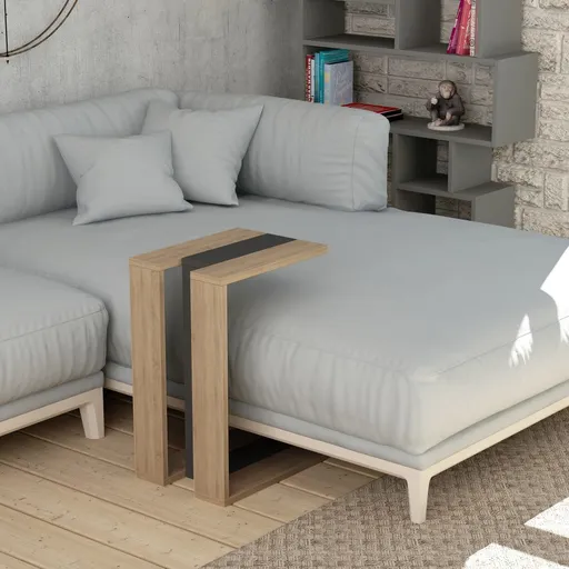 Odkládací stolek / Příruční stolek Muju - Oak, Anthracite, Oak