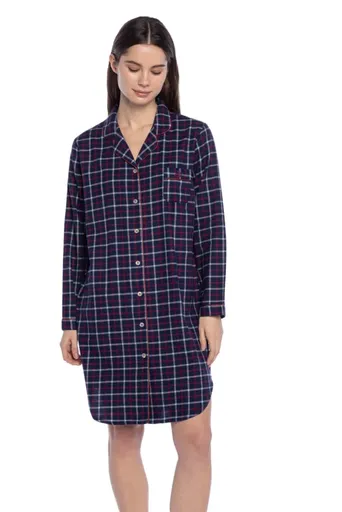 Dámská flanelová noční košile PAULINA M Tmavě modrá