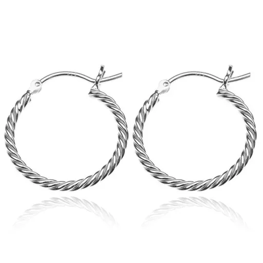 Stříbrné náušnice 925 - kruhy ve tvaru lana, 20 mm