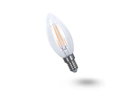 Žárovka LED E14 5W C35 bílá teplá filamentová svíčka GETI