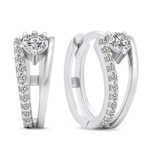 Brilio Silver Oslnivé kruhové náušnice se zirkony EA503W