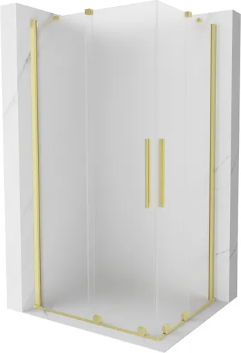 MEXEN/S Velar Duo sprchový kout, posuvné dveře 90 x 80, dekor, zlato kartáčovaná 871-090-080-32-55