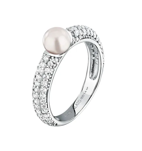Morellato Stříbrný prsten s pravou perlou a zirkony Perla SXU500 56 mm