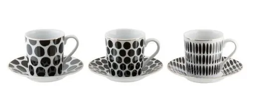 Bílo-černý šálek s podšálkem Dott - sada 3ks -  0,2l 98471