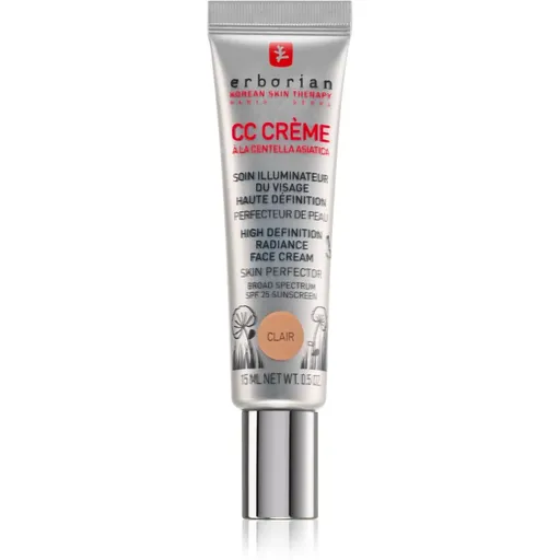Erborian CC Crème Centella Asiatica rozjasňující krém pro jednotný tón pleti SPF 25 malé balení odstín Clair  15 ml
