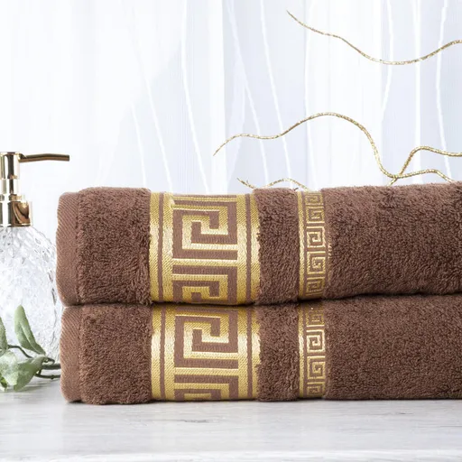 Sada 2 kusů bambusových ručníků ROMA tmavě hnědá 50 x 100 cm