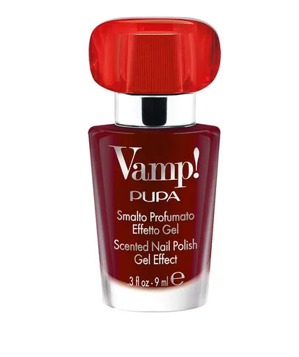 PUPA Milano Lak na nehty s vůní Vamp! Red Fragnance (Scented Nail Polish Gel Effect) 9 ml 205 Erotic Red
