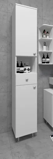 VCM Koupelnová vysoká skříňka Nilosi, bílá