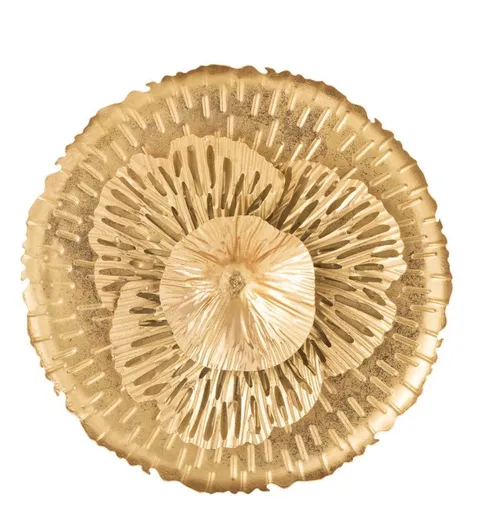 Zlatá antik nástěnná kovová dekorace květ Callien - Ø 30*5cm J-Line by Jolipa