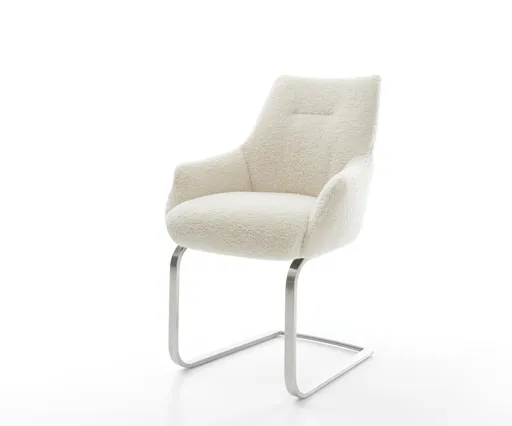 Jídelní židle Alja-Flex s područkami plyšový manšestr béžová