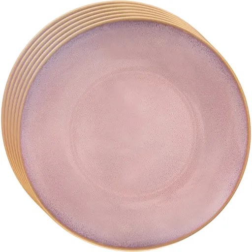 Orion Sada keramických mělkých talířů Glaze růžová 27 cm, 6 ks