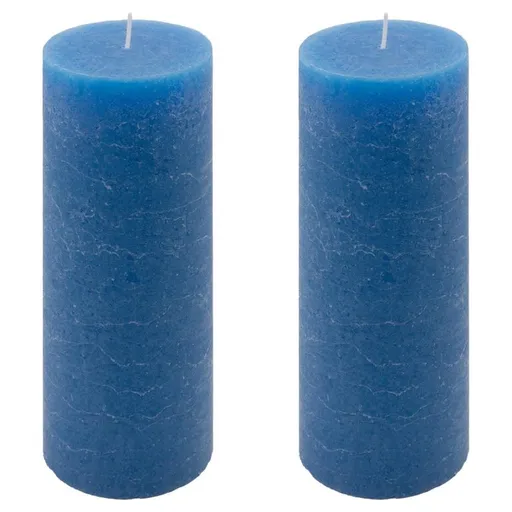 Modrá parafínová svíčka rustikální 20 cm, 90 h, sada 2 ks