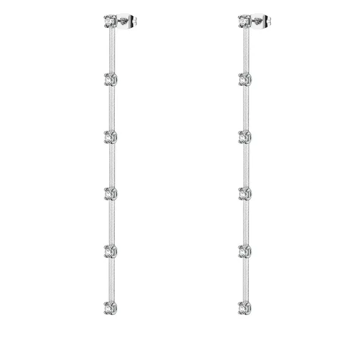 Brosway Dlouhé ocelové náušnice s čirými zirkony Dreaming BIG25