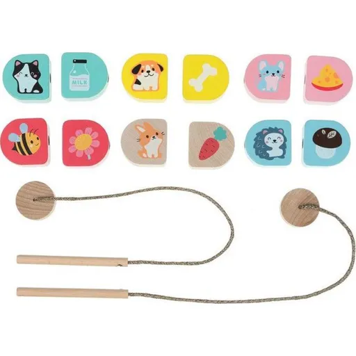 Cubika 15566 Co jíme - navlékací set - 14 dřevěných dílů