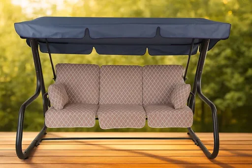 Luxusní velká zahradní houpačka 4místná kovová rozkládací antracit