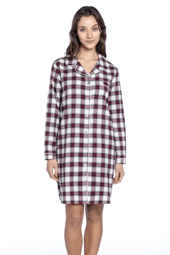 Dámská flanelová noční košile VERONICA S Bordó
