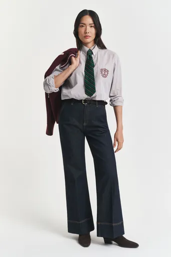 DŽÍNY GANT SLIM FLARE JEANS WITH HEM DETAIL DARK BLUE