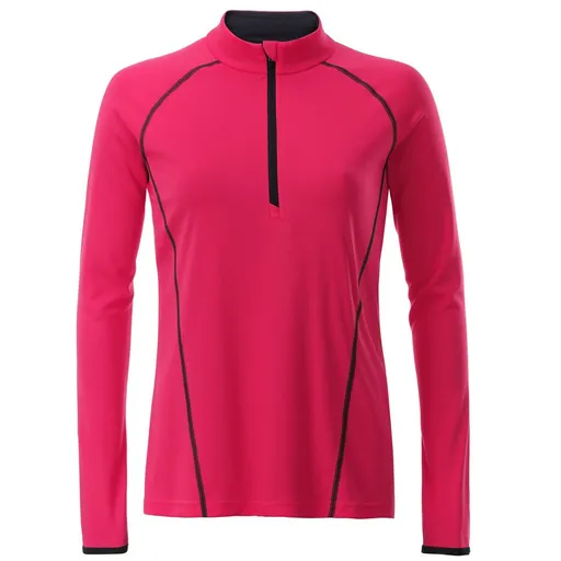 James & Nicholson (Daiber) Dámské funkční tričko s dlouhým rukávem JN497 - Jasně růžová / titanová | L