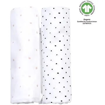 MOTHERHOOD mušelínové pleny BIO Pink and Black Dots 2 ks, 85 × 85 cm (5902627167720)