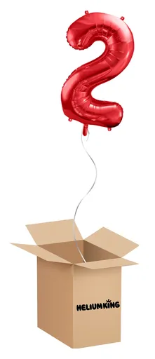 HeliumKing Balónový box - Narodeninové číslo 2 červený 86 cm