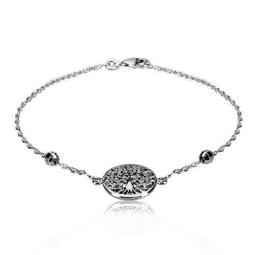 Náramek ze stříbra 925 - strom života, spirálovité listy, vybroušené kuličky
