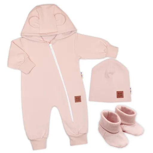 Baby Nellys Rostoucí overal pro miminko, čepice, botky, 3D, růžová,68/74