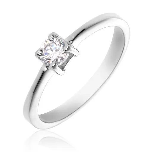 Prsten ze stříbra 925 - kulatý čirý kámen, čtyři úchyty - Velikost: 64