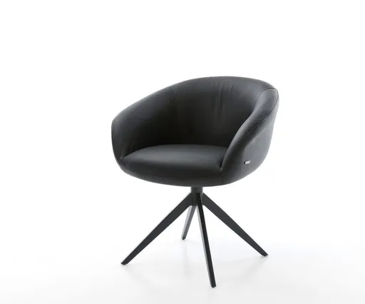 Otočná židle Vinka-Flex s područkami pravá kůže černá Křížový