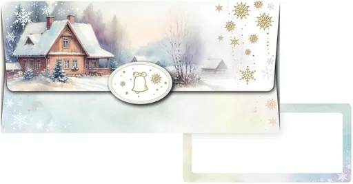 Obálka na peníze Zimní chaloupka